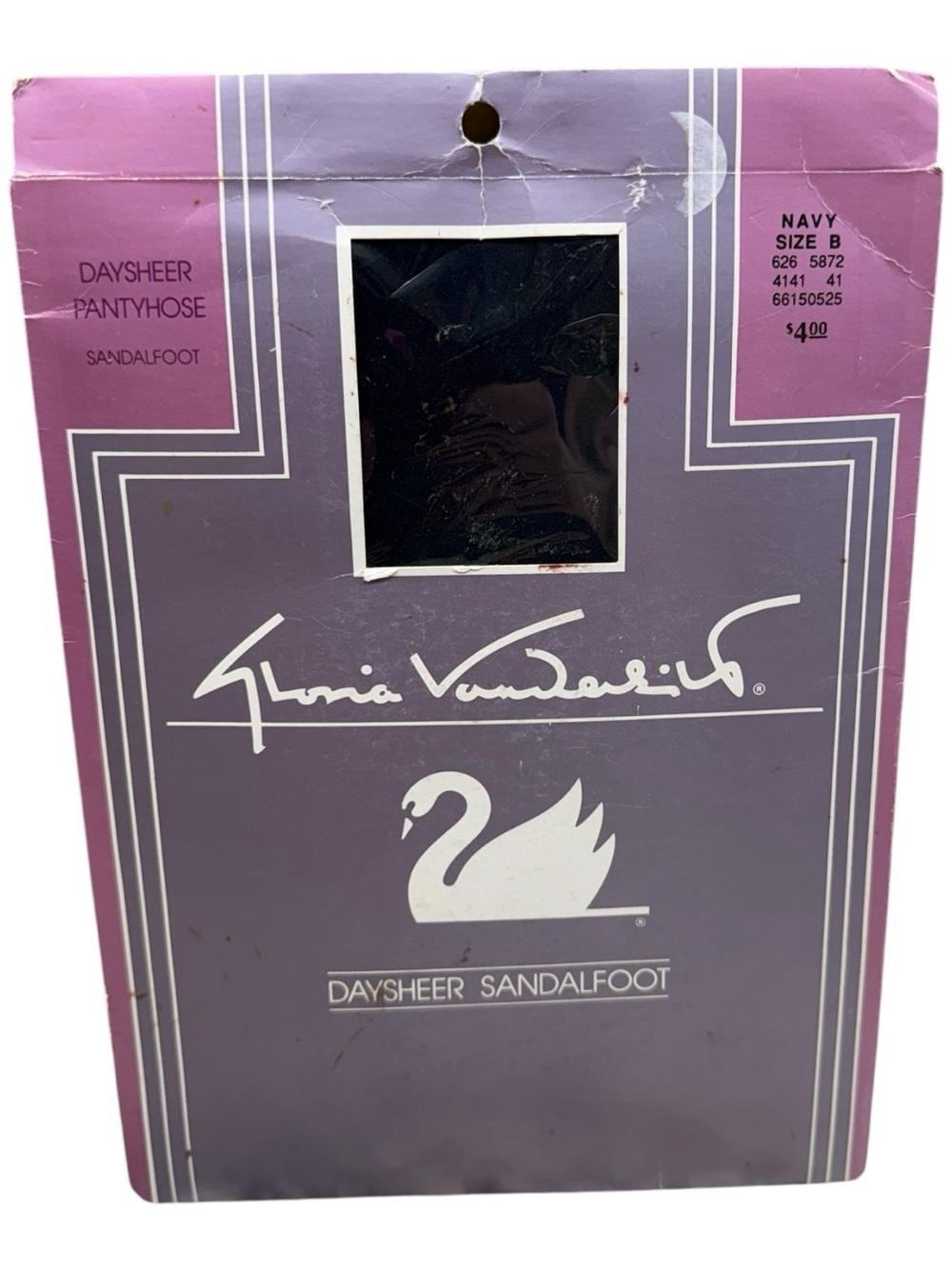 Gloria Vanderbilt Pantyhose Daysheer Sandalfoot Navy Blue Size B 100% Nylon